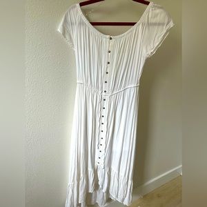 Indigo Rose White Flowy Beach Sun dress Medium